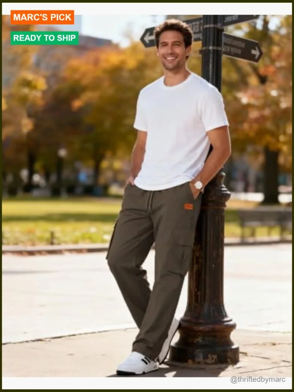 Men's Cargo Joggers Relaxed Fit Cotton Sweatpants with Pockets